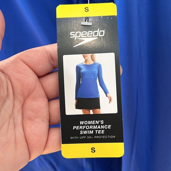 NWT Speedo Womens Performance Swim Tee Blue Size Small Ladies Summer Beach - Picture 6 of 6
